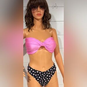 PINK Victoria's Secret Pink and Black Floral Bikini